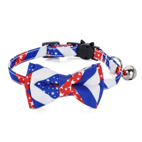 American US Flag Cat Collar and Bow Tie